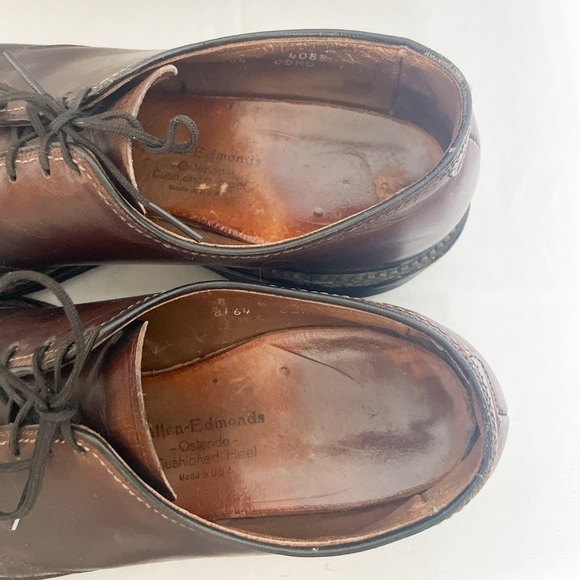 Allen Edmonds Pair Globetrotter Brown Leather Shoes 8 B style 8164 - Picture 10 of 11
